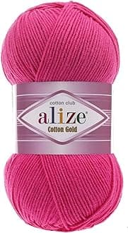 55% Cotton 45% Acrylic Alize Cotton Gold Yarn 1 Skein/Ball 100 gr 360 yds (149-Fuchsia)