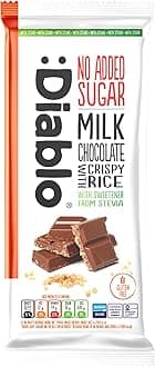 Diablo No Added Sugar Chocolate Bar – Milk Chocolate with Crispy Rice, Sweetened with Stevia, Gluten Free, Ideal for Any Occasion, Birthdays, Valentines, or Gift Hampers, 75g (Pack of 1)
