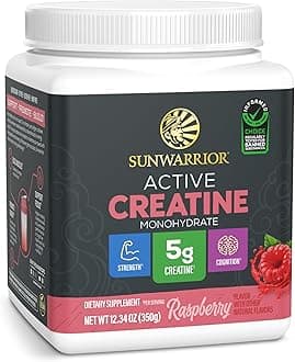 Creatine Monohydrate Powder | Muscle Building Strength Training Pre Workout & Recovery | Vegan & Keto Friendly Micronized & Easily Mixes 350g Tub (50 Servings) Raspberry Active Creatine