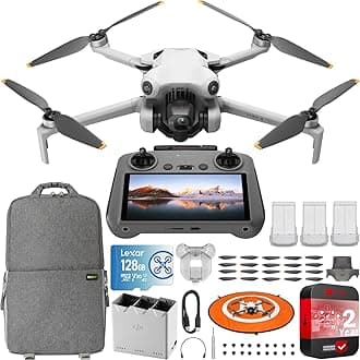 DJI Mini 4 Pro Folding Drone with RC 2 Remote (With Screen) Fly More Combo, 4K HDR Video Camera for Adults, Under 249g,Omnidirectional Sensing, 3 Plus Batteries Bundle with Deco Gear Accessories