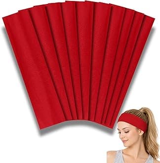 Headbands for Women Stretch Fashion Head Bands 10 Pack Non-Slip Head Wraps Great for Spa, Sports, Yoga, Pilates, Running, Gym Headband, Workouts - Red