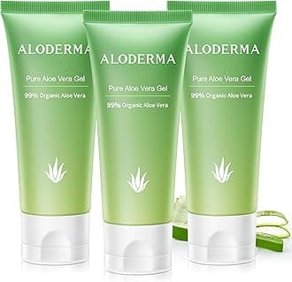 Aloderma Organic Aloe Vera Gel - 1.5oz, Unscented, Hydrating, Soothing, Cooling, Instant Relief for Skin & Sunburn, USDA Organic