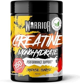 Warrior Creatine Monohydrate Powder 500g (150 Servings) – Pure Micronised Creatine Powder Supplement for Men & Women, Pre & Post Workout Strength, Muscle Growth & Recovery, Vegan – Tropical Sunrise