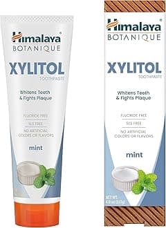 Botanique Xylitol Toothpaste, Mint Flavor - Fluoride Free Toothpaste to Whiten Teeth, Fight Plaque and for Fresh Breath - Vegan, Gluten Free, No Artificial Flavors or Colors, 4 oz