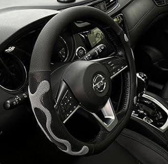 PINCTROT D Shaped Comfy Grip Steering Wheel Cover, Anti-Slip Design, Flat Bottom 14.5-15 Inch(Silicone Gray)