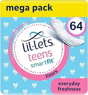 Teens Liners - 64 Count Pantyliners for Girls - Thin, Absorbent Liners - Soft & Breathable, Fragrance Free for First Periods - Light Days