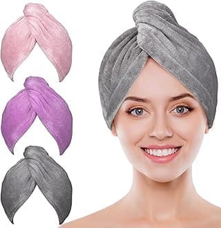 Rivenara POPCHOSE Microfiber Hair Towel Wrap Ultra Absorbent, Fast Drying Hair Turban Soft, No Frizz Hair Wrap Towels for Women Wet Hair, Curly, Longer, Thicker Hair