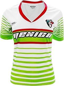 Arza Sports Women Mexico Fan Jersey Slim Fit Short Sleeve Green/White V-Neck