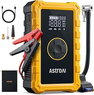 S8 Air Jump Starter with Air Compressor,3000A Peak Car Battery Jump Starter Portable (9.0 Gas/6.5L Diesel) with 150PSI Cordless Auto-Shutoff Tire Inflator, 12V Battery Charger Booster(Yellow)
