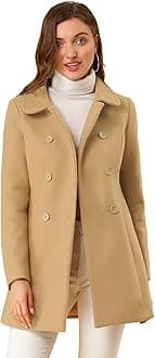 Women's Peter Pan Collar Double Breasted Winter Long Trench Pea Coat