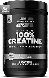 MuscleTech Platinum 100% Creatine Monohydrate Powder Pure Micronized Muscle Recovery, Helps Increase Muscle Power, Boost Strength & Enhance Performance for Men & Women, Unflavored 400 grams