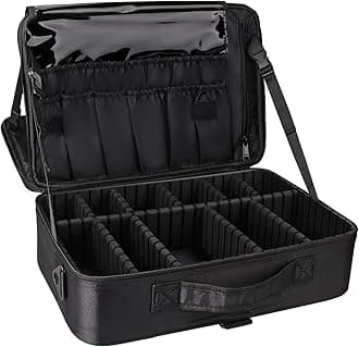 Relavel Travel Makeup Train Case Makeup Cosmetic Case Organizer Portable Artist Storage Bag with Adjustable Dividers for Cosmetics Makeup Brushes Toiletry Jewelry Digital Accessories