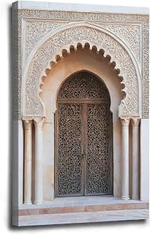 BROJAQXXX European style wall decoration Arabic architectural art murals Moroccan door canvas paintings Islamic aesthetic luxury retro architectural paintings suitable for home wall decoration art