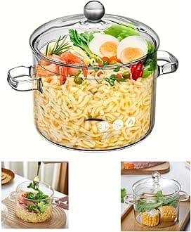 1.4 L/ 50 Fl Oz Clear Glass Pots for Cooking with Lids Saucepan with Cover Simmer Pot Milk Pot Heat-Resistant Glass Stovetop And Pan with Lid, Soup, Milk, Baby Food, Pasta Noodle