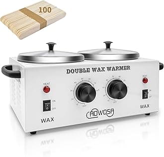 Double Professional Electric Wax Warmer with Dual Pots for Hair Removal, Paraffin Facial, Skin, and Body Spa - Adjustable Temperature, Includes 100 Wax Sticks