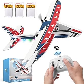 DEERC RC Plane, 2.4GHZ Remote Control Airplane W/ 3 Batteries & 6-axis Gyro Stabilizer, 2CH RTF RC Glider Toy for Beginners Kids Boys Girls Adults