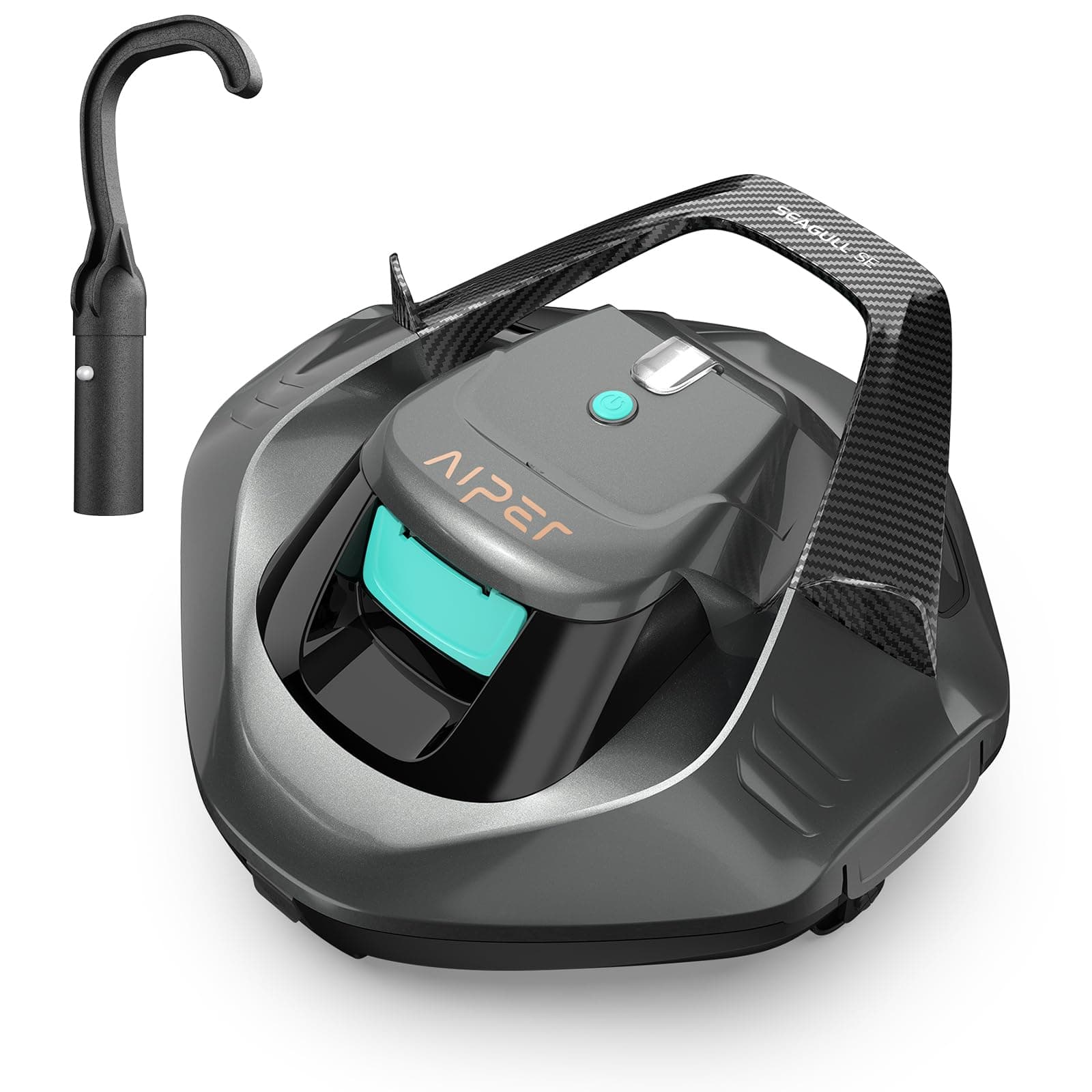 Cordless Robotic Pool Cleaner, Pool Vacuum with Self-Parking Technology, Portable, Ideal for Above-Ground Flat Pool up to 40 Feet, Grey