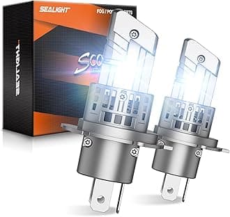 SEALIGHT H4/9003/HB2 Fog Light Bulbs, 40000LM 6500K Cool White, 1:1 Mini Size, H4 Bulb with 13000RPM Cooling Fan, 3 Mins Plug-N-Play, IP67 Waterproof Non-polarity, Pack of 2