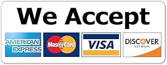 We Accept Major Credit Cards AmEx MasterCard Visa Discover Sticker | Store Window, Door, Payments Decal 3x8