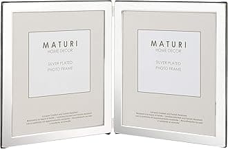 Maturi Silver Plated Double Photo Frame - Flat Edge Portrait, 4 x 6-inch (10 x 15cm)