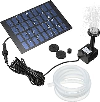 Mudder Solar Fountain Pump Solar Powered Panel Water Pump Garden Floating Pump with 4 Nozzles and 3.2 ft Silicone Clear Tubing for Pond, Fountain, Bird Bath, Garden Decoration, Water Cycling