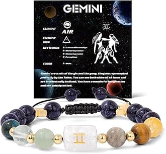 GolbalJew Zodiac Bracelets for Women 12 Constellations Healing Crystal Stone Beads Bracelet Birthday Zodiac Gifts Horoscope Spiritual Bracelet
