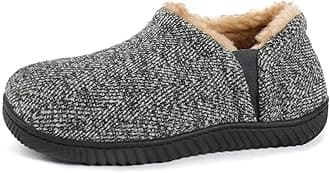 ZizorMen's Comfy Caterpillar Slippers Indoor Outdoor House Shoes, Warm Soft Knit Upper Fuzzy Fleece Lined Memory Foam Sole with Hard Bottom
