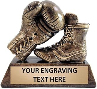 Crown Awards 5.5" Boxing Shoe and Glove Sculpture, 3D Molded Resin Boxing Award with Customized Engraving Prime