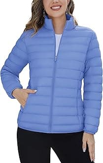 TACVASEN Womens Puffer Jacket Quilted Lightweight Stand Collar Zip Up Alternative Down Coat Warm Winter with 4 Pockets