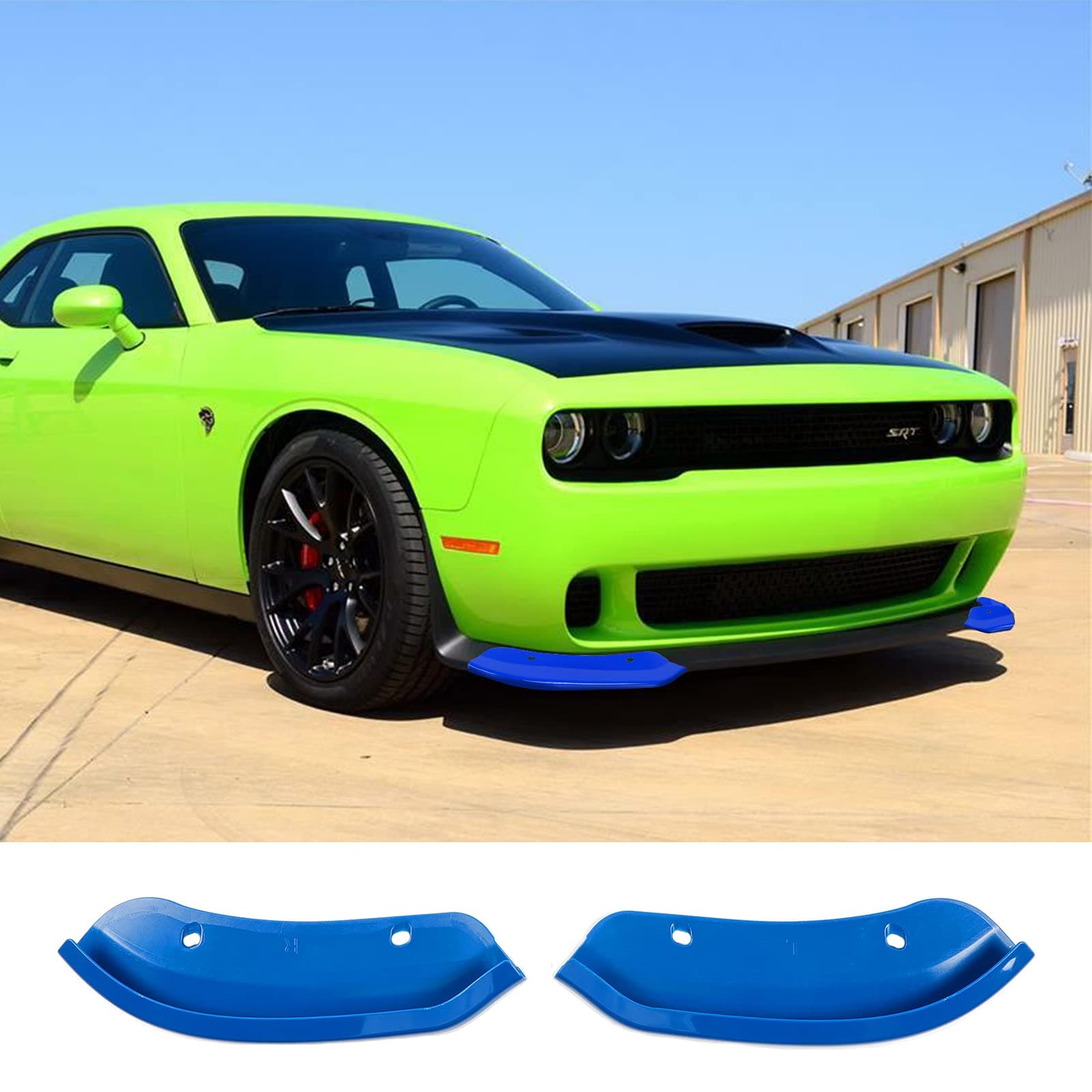 Voodonala Front Splitter Bumper Lip Protector for Dodge Challenger HellCat Widebody 2015-2021(2pcs/set,Blue)