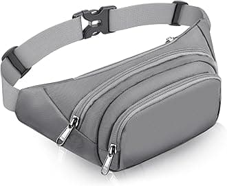Large Fanny Pack for Women Men - Syican Waist bag with 3-Zipper Pockets, Gifts for Enjoy Sports Traveling Workout Casual Hands-Free crossbody bags Fits MAX 7.9'' iPad & 6.6'' Phone Gray