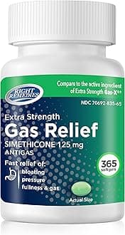 Gas Relief Extra Strength, 125mg Simethicone (365 Softgels), Fast Relief from Gas, Bloating, Fullness, Painful discomfort, Compare to Gas-X Extra Strength Active Ingredient
