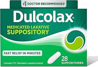 Stimulant Laxative Medicated Suppositories, Predictable & Effective Constipation Relief, Bisacodyl 10 mg, 28 Count, Stimulant Laxatives
