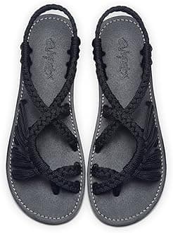 Women's Hand-woven Flat sandals, Lightweight Perfect for the Beach Walking Casual Womens Shoes