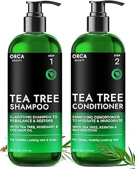 Tea Tree Shampoo and Conditioner Set 2x16oz - Dandruff Shampoo and Conditioner for Oily Hair, Dry Scalp - Natural Shampoo and Conditioner Set, Men & Women