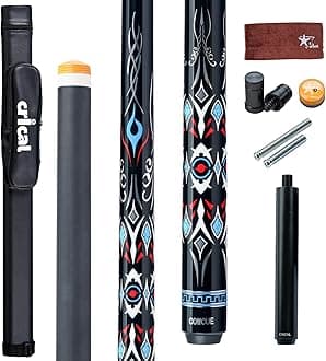 Carbon Fiber Pool Cue COWCUE Series Low Deflection Billiards Cue Stick 58" Professional Pool Table Sticks for Adults -12.5mm Tip, Weight 19OZ (Adjustable), 3/8 * 8 Joint