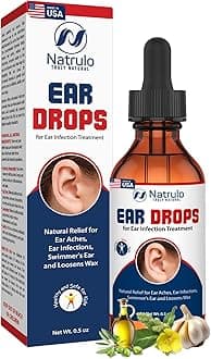 Natrulo Ear Drops for Ear Infection – Organic Ear Drops for Adult, Kids, Baby, Dog & Pets – for Ear Aches, Itchy Ears, Infections, Swimmer's Ear, & Loosen Wax – Kids Safe, Made in USA