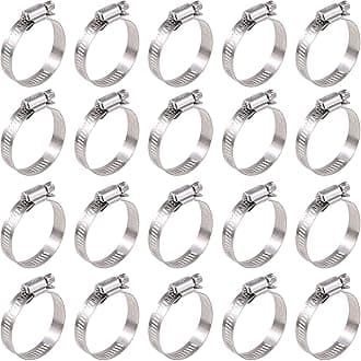 20Pcs 304 Stainless Steel Adjustable 27-51MM Range Worm Gear Hose Clamps Assortment Kit, Fuel Line Clamp for Water Pipe, Plumbing, Automotive and Mechanical Application (27-51MM)