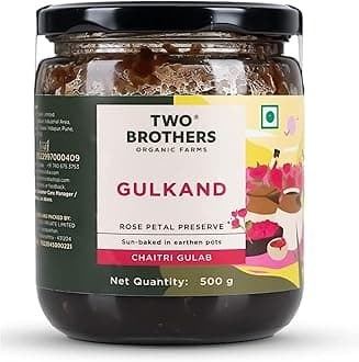 Rose Petal Jam Gulkand | Made from Premium Chaitri Rose | Naturally Sweetened with Raw Honey & Mishri | Best for Herbal Tea,Ice Cream & Smoothies |16 Oz from Two Brothers India Farms