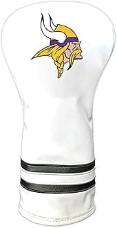 Team Golf NFL Minnesota Vikings White Vintage Driver Head Cover White Vintage Driver Golf Club Headcover, Form Fitting Design, Retro Design & Superb Quality