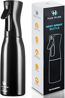 Hula Home Spray Bottle for Hair (20oz/590ml) - Powered by Flairosol® Spray Technology - Continuous Ultra Fine Mist Sprayer – For Hairstyling, Cleaning, Salons, Plants, Essential Oil & More - Black