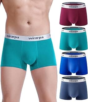 Mens Trunks Underwear Cotton Boxer Briefs Short Leg Comfortable Underpants 4 Pack