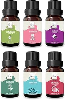 Aroma Diffuser Oil Combo of 6 (Lemon Grass Japanese Rose, Madurai Jasmine, Apple Spice, English Ocean and Ginger Lily) 60ml for Home, Candle, Office