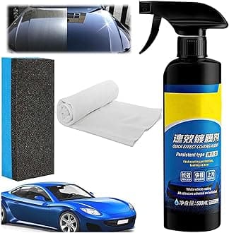 Car Coating Spray,17.6oz Quick Effect Coating Agent, Quickly Coat Car Wax, Car Scratch Wax Polish Spray Waterless Wash, Oil Film Emulsion Glass Cleaner(1PC+Sponge+Cloth)