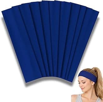 Styla Hair Headbands for Women Stretch Fashion Head Bands 10 Pack Non-Slip Head Wraps Great for Spa, Sports, Yoga, Pilates, Running, Gym Headband, Workouts (Blue)