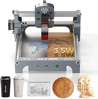 ACMER S1 Laser Engraver for Beginner Mini Laser Engraving Machine for Wood, Leather, Plastic, Laser Class4 (Silver, 3500mW)