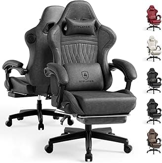 ACE-PRO Music Gaming Chairs – Built-in Speakers, App Support & Bluetooth Control, Computer Game Chairs with Footrest for Adults, Ergonomic Reclining Silla, Linkage Armrest, Grey