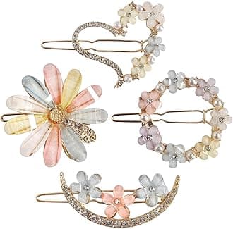 ANNA CREATIONS 4 Pcs Latest Korean Fashion Style Flower Lock Pin Hair Clip Hair Pin Hair Accessories for Women & Girls