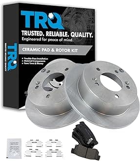 TRQ Rear Brake Pad and Rotor Set Ceramic Solid Rotors Compatible with 2006-2008 Hyundai Sonata 2005-2009 Tucson 2001 XG300 2002-2005 XG350 2006-2010 Kia Optima 2005-2010 Sportage