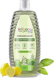 Koparo Organic Dishwash Liquid | 750ml | Lime And Basil Fragrance | Natural, Plant Based & Eco-Friendly | Removes Tough Grease, Soft on Hands | Baby & Pet Safe